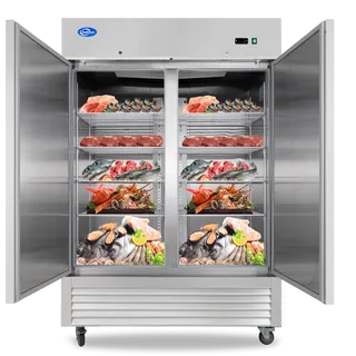 Premium Double Door Vertical Reach-In Chiller / Deep Freezer (1300L) Commercial Kitchen Equipment