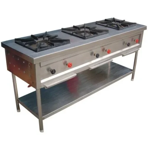 Commercial LPG Three Burner Range and Teen Chula Bhatti in Kolkata Commercial Kitchen Equipment