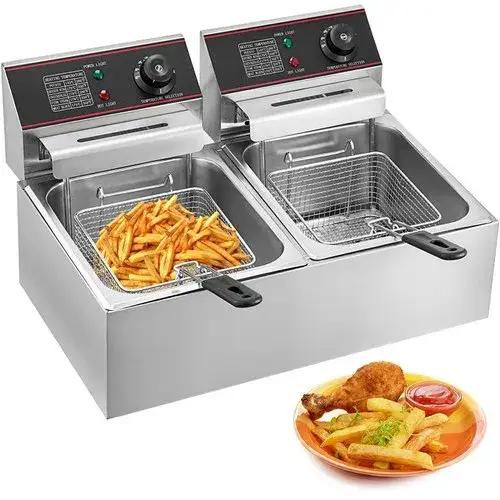 Arohi Premium 12L Double Tank Electric Deep Fryer (6L+6L) | Heavy-Duty Stainless Steel for High-Volume Kitchens Commercial Kitchen Equipment