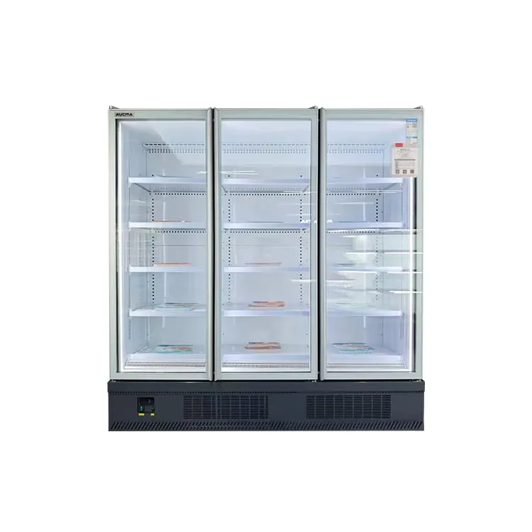 Supermarket Upright Frost-Free Automatic Defrost Three-Door Meat Freezer Display Cabinet Fan Cooling Single Temperature Zone Commercial Kitchen Equipment